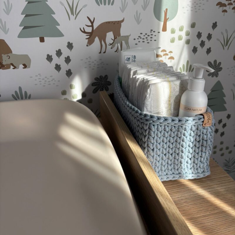 Horgolt pelenka tároló kosár