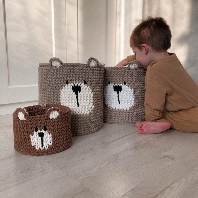 Horgolt macis tároló🐻