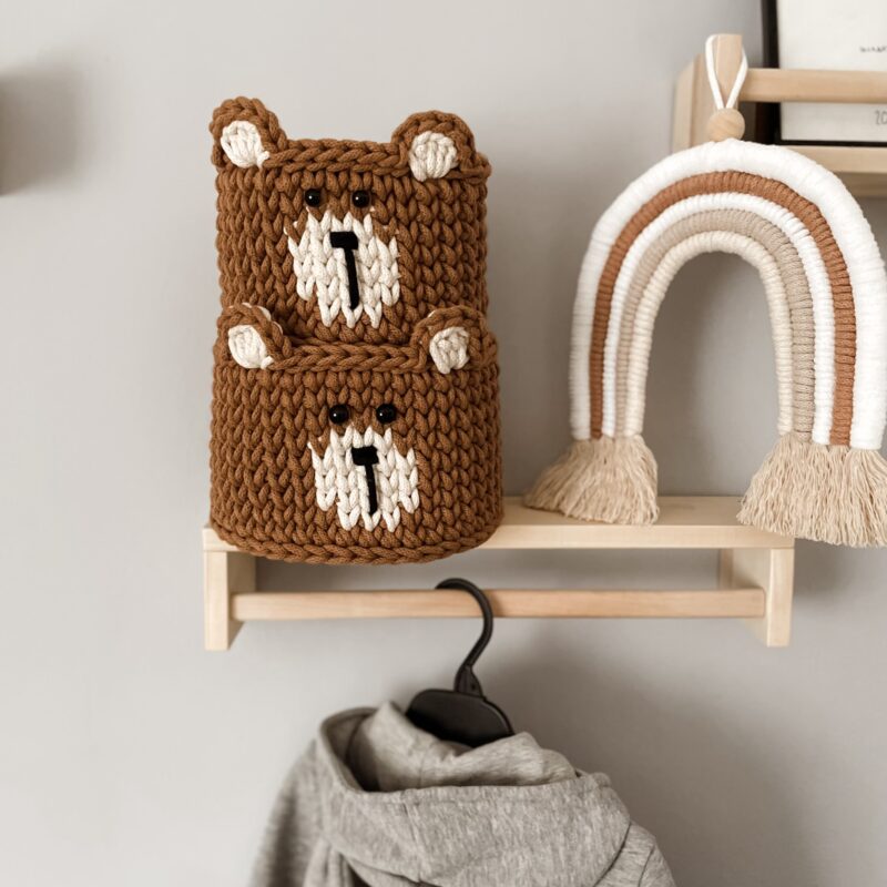 Horgolt macis kosár🐻