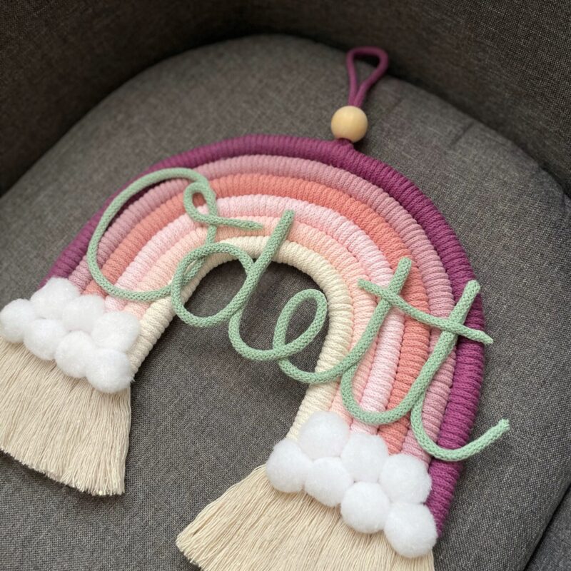 Névre szóló szivárvány dekor -pink